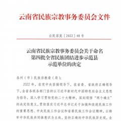云南省民族團結(jié)進步示范單位
